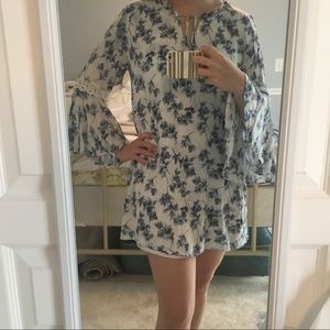 Blue and white floral float dress